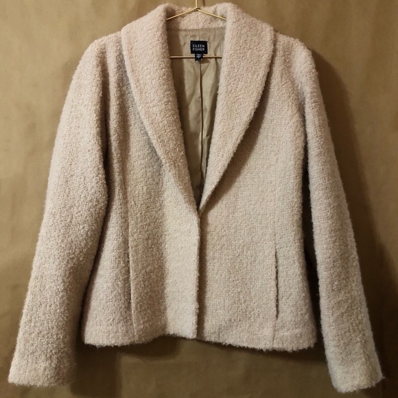 Eileen Fisher | Boucle Weave Wool Blend Textured Blazer Shawl Collar Size S - Picture 1 of 9